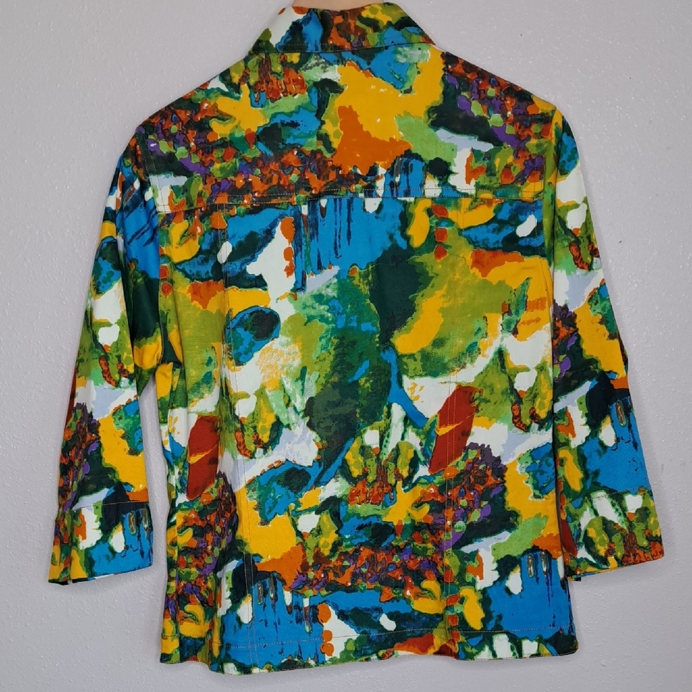 Vintage Women’s Kaktus Art To Wear Cotton Soft Denim Multicolored Jacket Size M - Picture 3 of 14